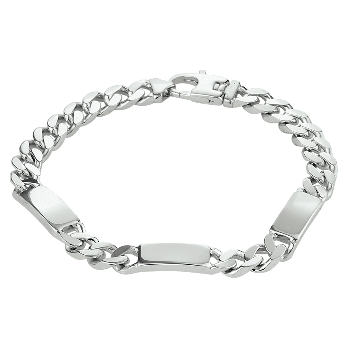 graveerarmband gourmette 6 zijdes geslepen plaat 7,0 mm zilver gerhodineerd
