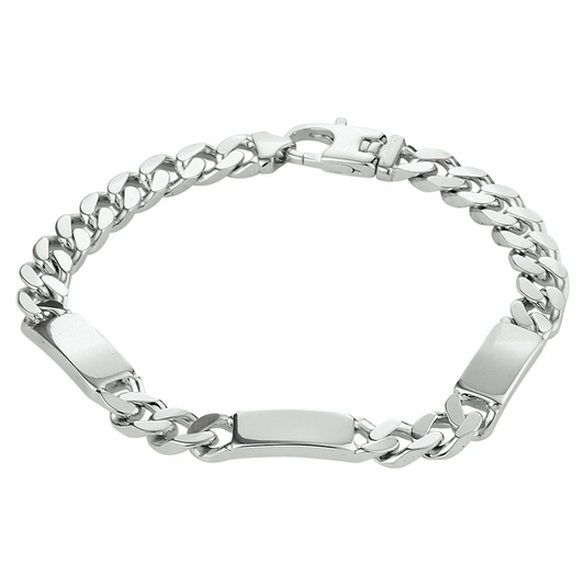 graveerarmband gourmette 6 zijdes geslepen plaat 7,0 mm zilver gerhodineerd