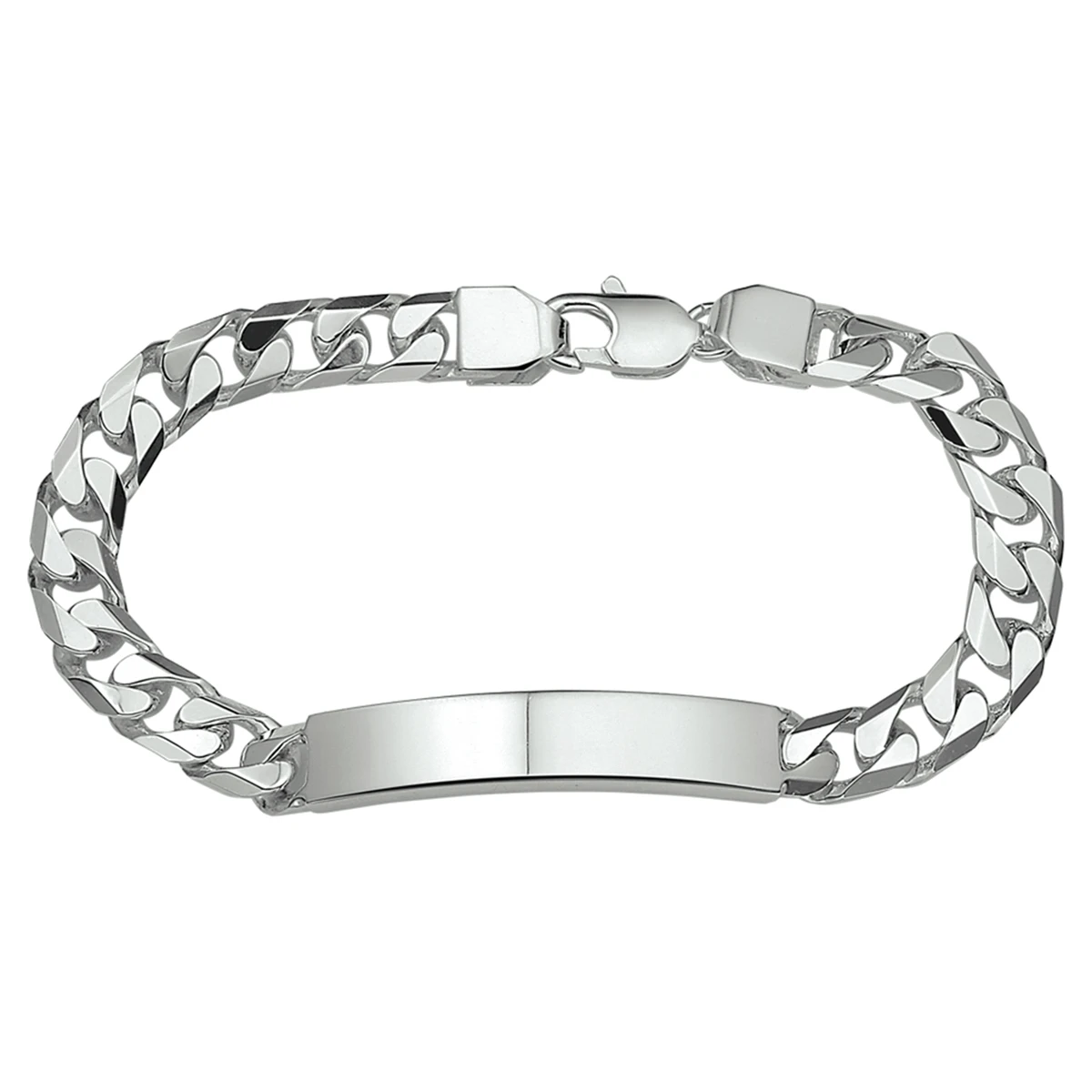 graveerarmband gourmette 6 zijdes geslepen plaat 8 mm zilver wit