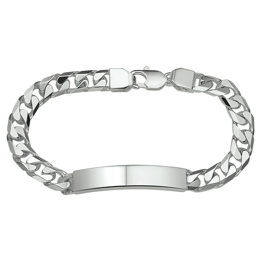 graveerarmband gourmette 6 zijdes geslepen plaat 8 mm zilver wit