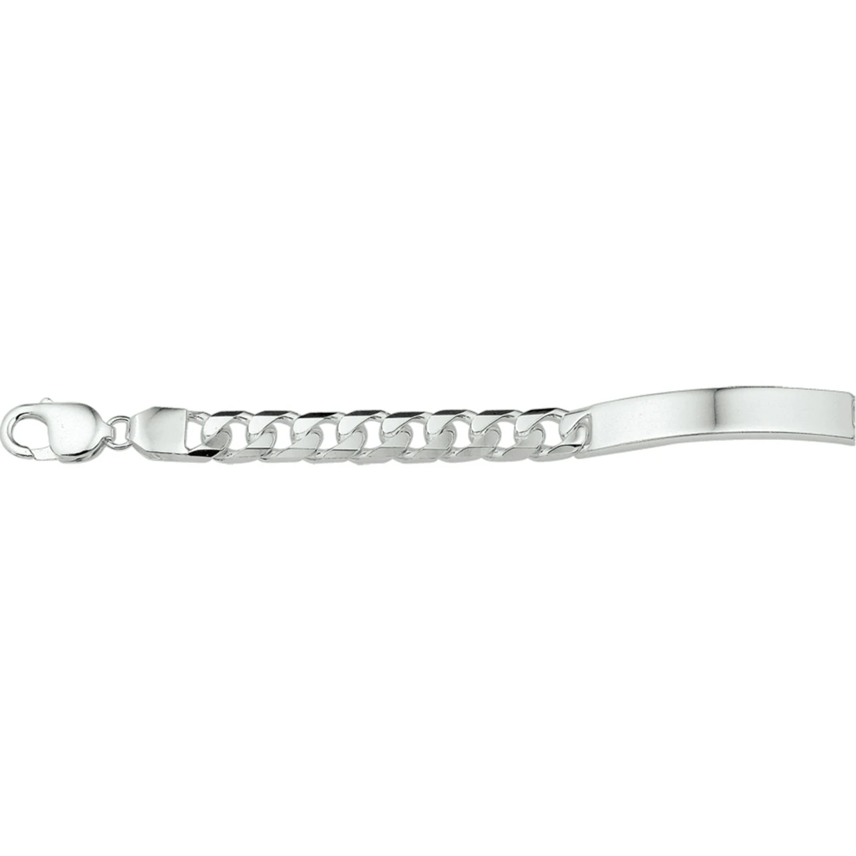 graveerarmband gourmette 6 zijdes geslepen plaat 8 mm zilver wit