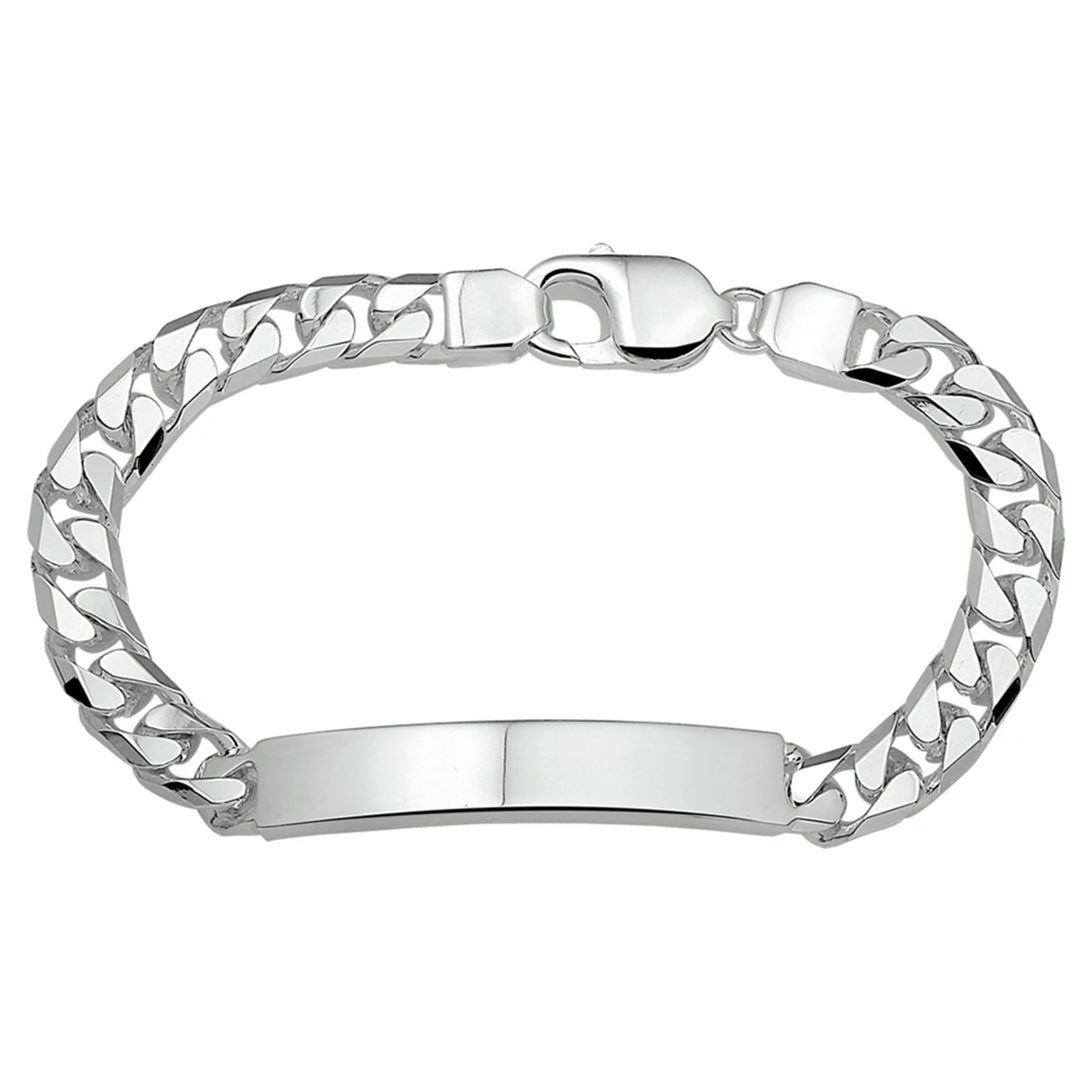 graveerarmband gourmette 6 zijdes geslepen plaat 8 mm zilver wit