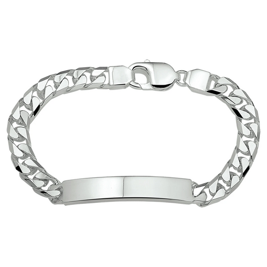 graveerarmband gourmette 6 zijdes geslepen plaat 8 mm zilver wit
