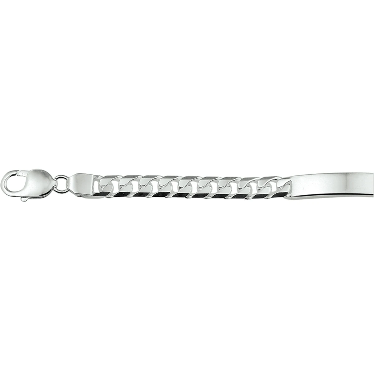 graveerarmband gourmette 6 zijdes geslepen plaat 8 mm zilver wit