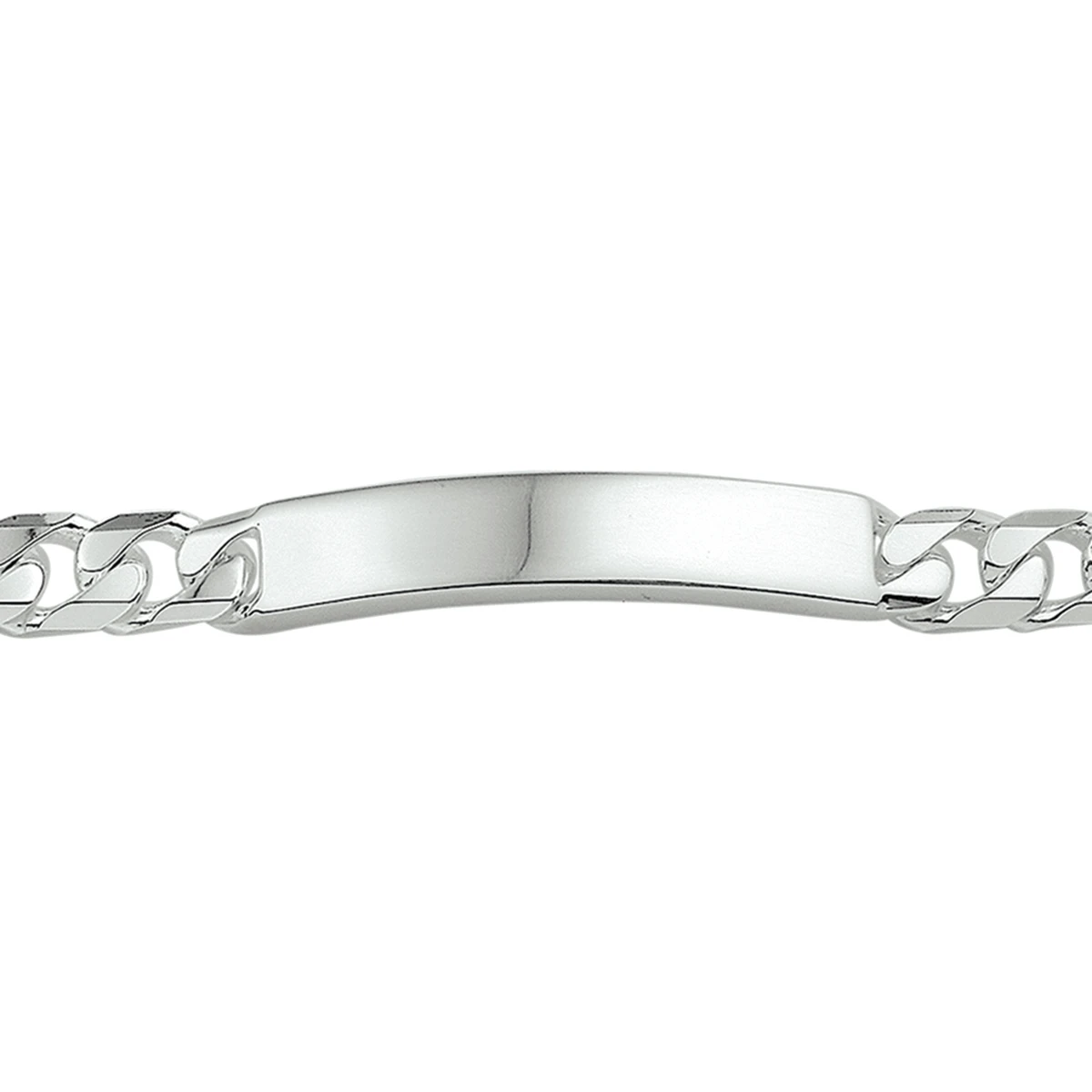 graveerarmband gourmette 6 zijdes geslepen plaat 8 mm zilver wit