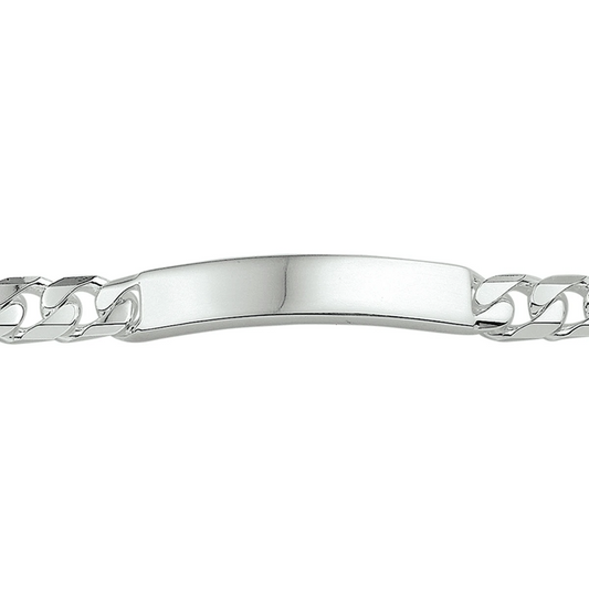 graveerarmband gourmette 6 zijdes geslepen plaat 8 mm zilver wit