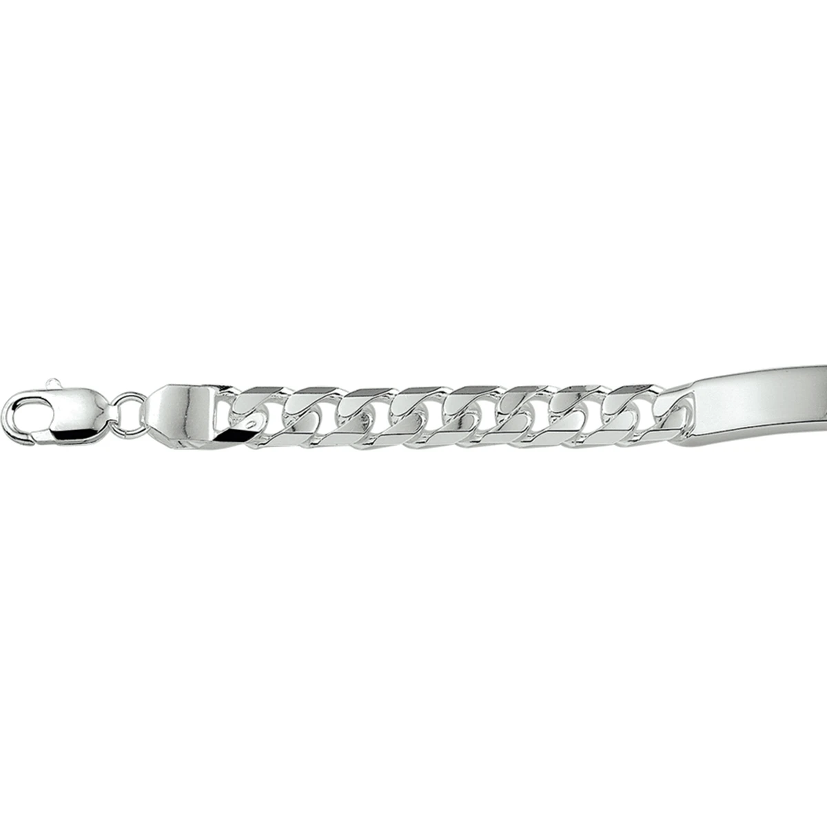 graveerarmband gourmette 6 zijdes geslepen plaat 8 mm zilver wit