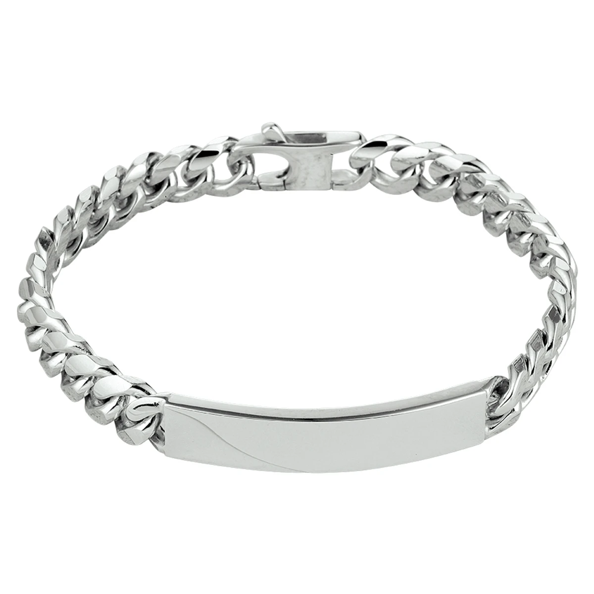 graveerarmband gourmette 6 zijdes geslepen plaat 8,5 mm 21 cm zilver gerhodineerd
