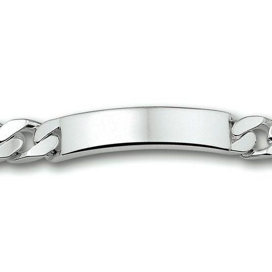 graveerarmband gourmette plaat 10 mm 21 cm zilver wit