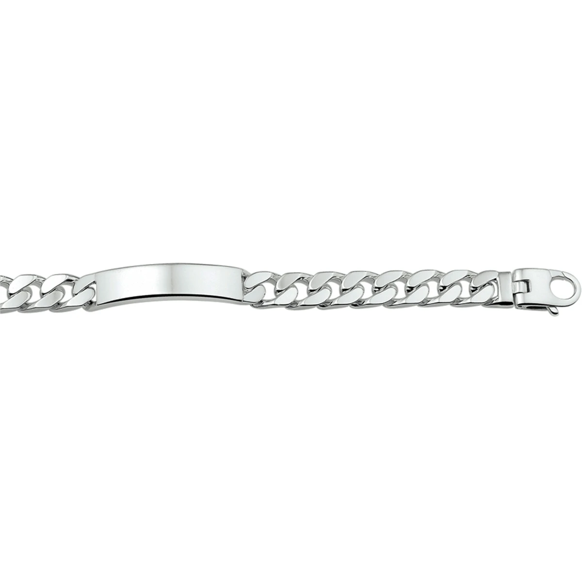 graveerarmband gourmette plaat 10 mm 21 cm zilver wit