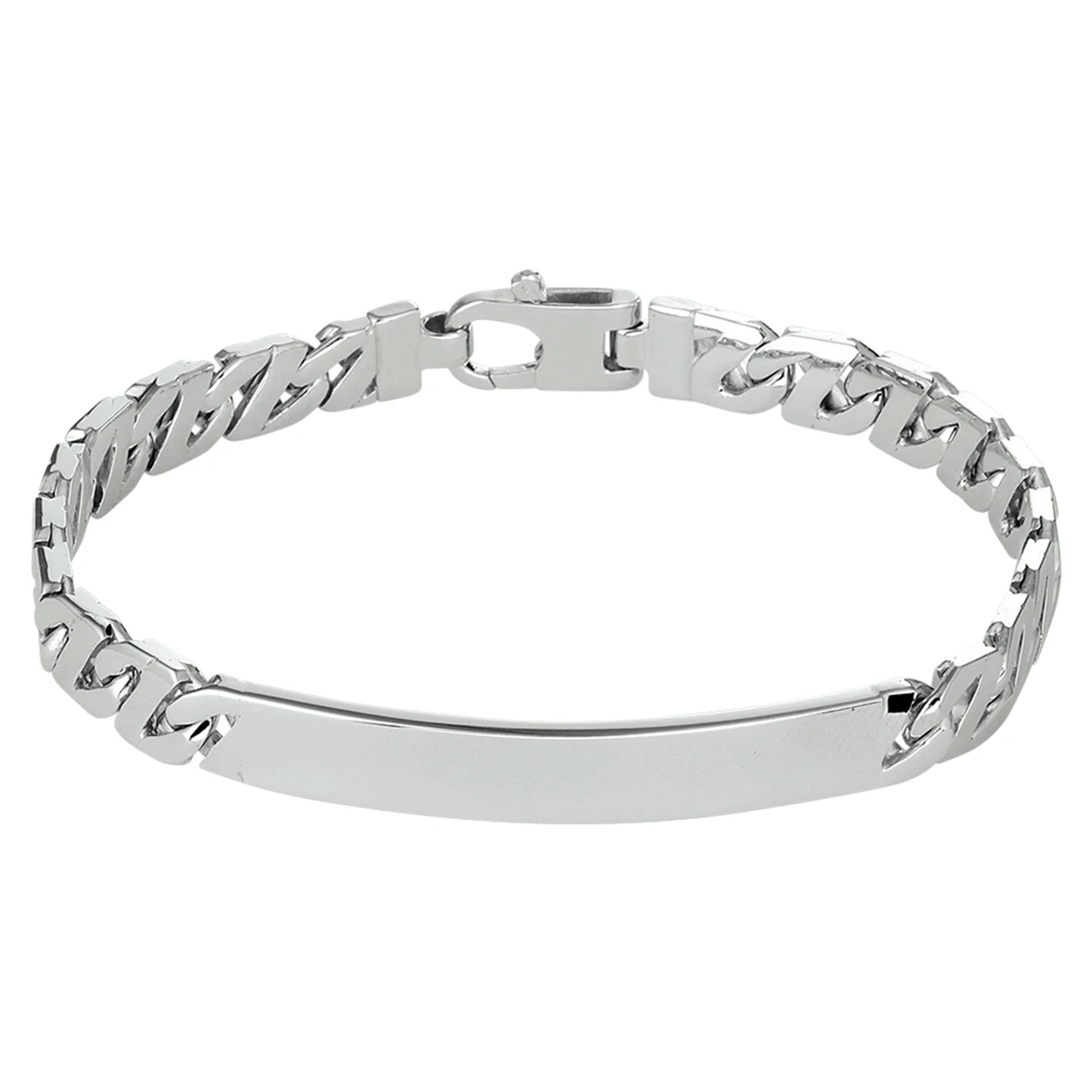 graveerarmband gourmette plaat 6,5 mm zilver gerhodineerd