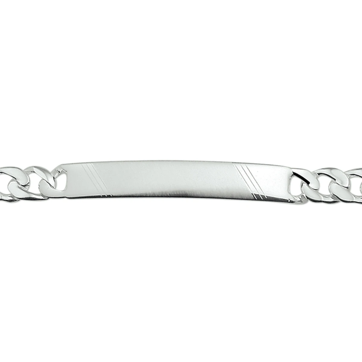 graveerarmband gourmette plaat 8 mm 21 cm zilver wit