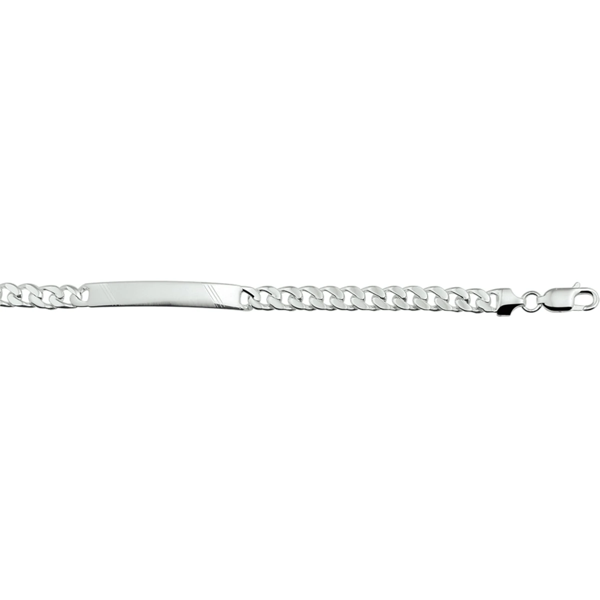graveerarmband gourmette plaat 8 mm 21 cm zilver wit