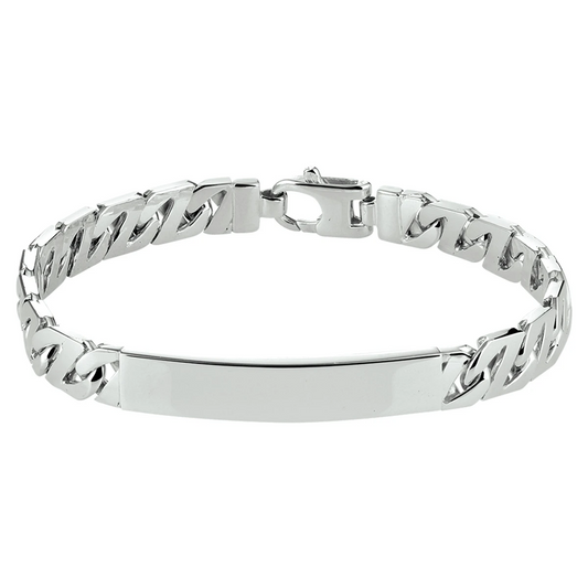 graveerarmband gourmette plaat 8 mm zilver gerhodineerd