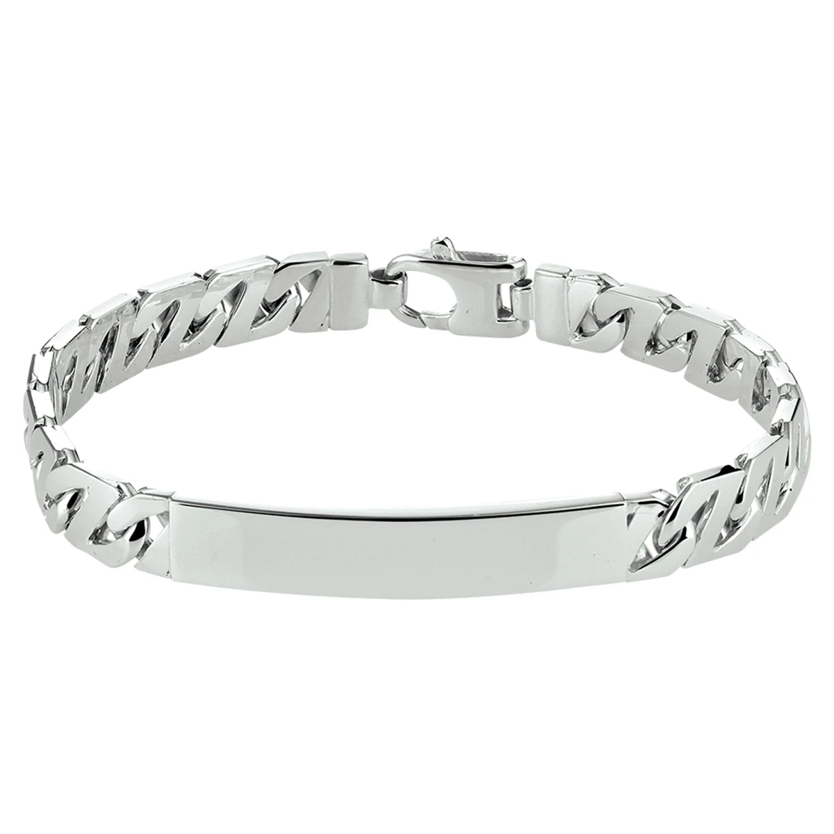 graveerarmband gourmette plaat 8 mm zilver gerhodineerd