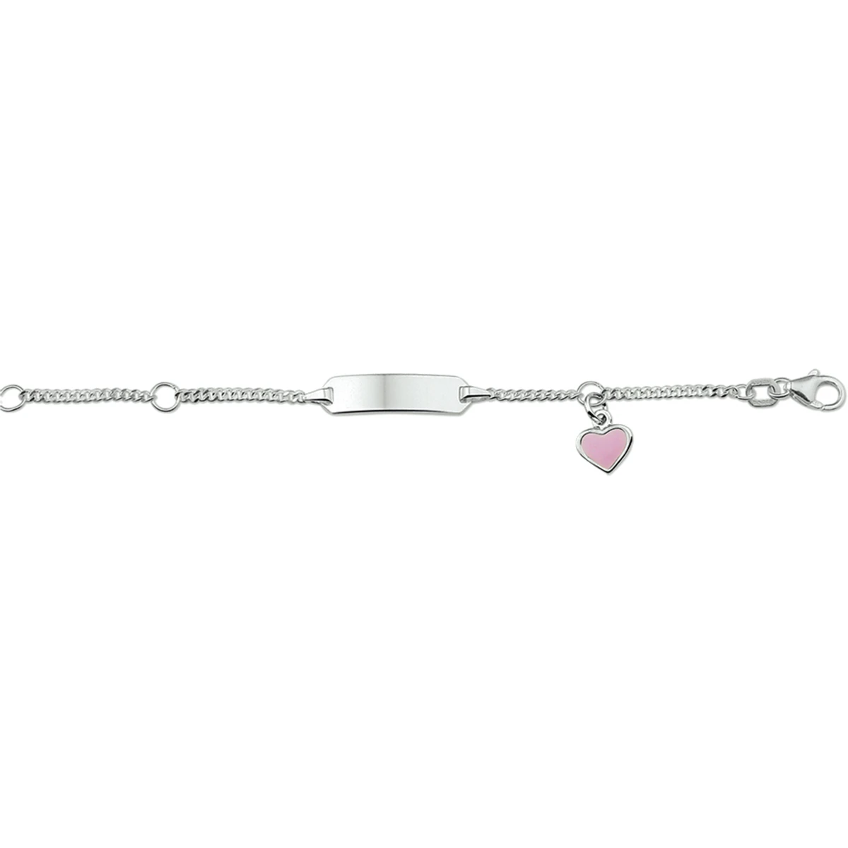 graveerarmband hart emaille plaat 5,0 mm zilver gerhodineerd