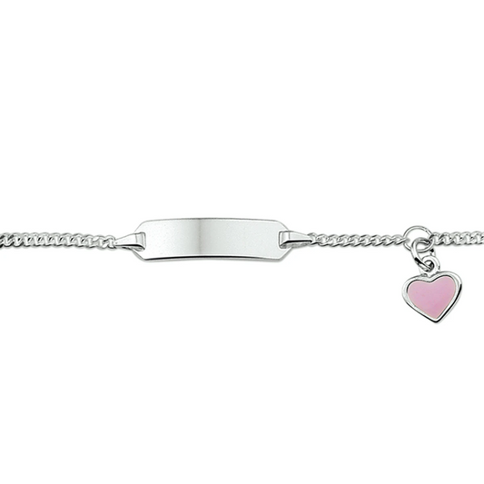 graveerarmband hart emaille plaat 5,0 mm zilver gerhodineerd