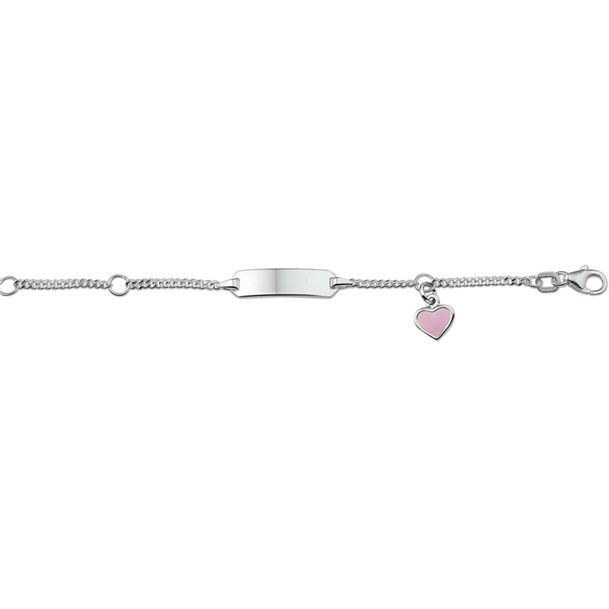 graveerarmband hart emaille plaat 5,0 mm zilver gerhodineerd