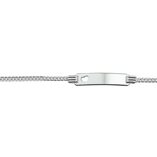 graveerarmband hart gourmet plaat 4,8 mm 11 - 13cm zilver gerhodineerd