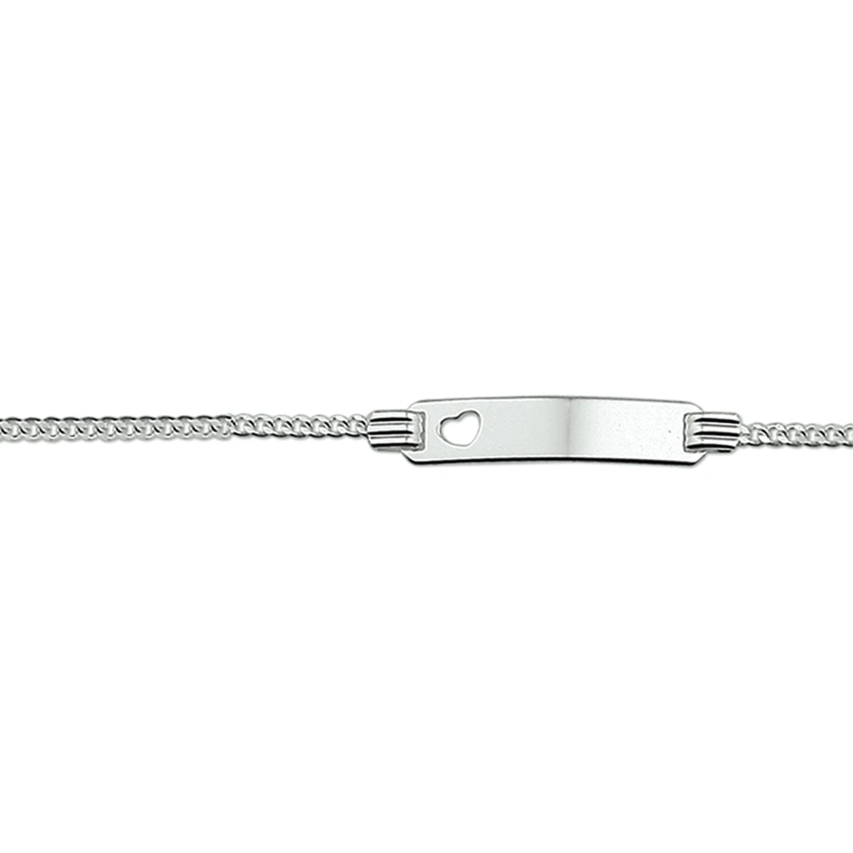 graveerarmband hart gourmet plaat 4,8mm 13 - 15 cm zilver gerhodineerd