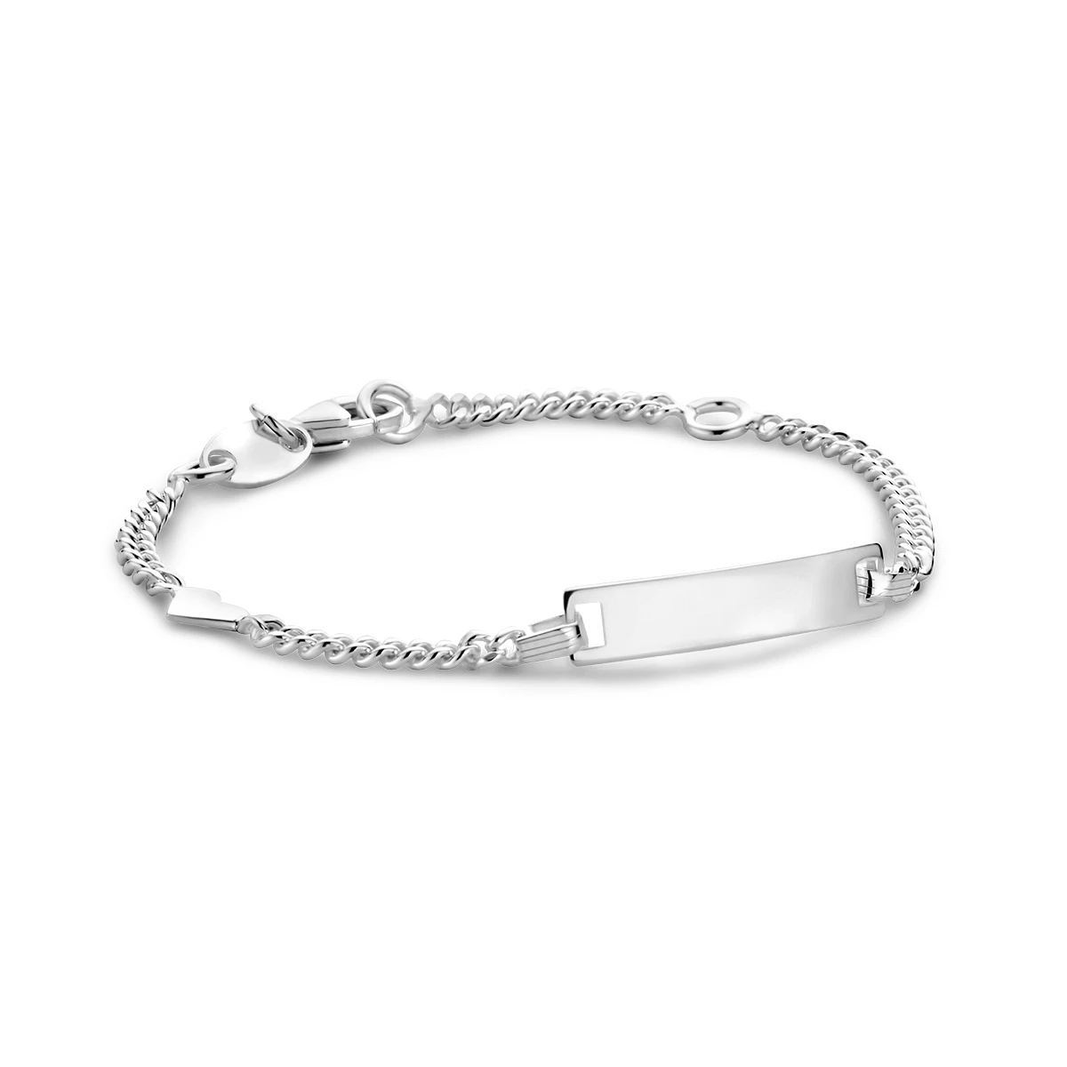 graveerarmband hart gourmette 4 zijdes geslepen plaat 4,2 mm zilver wit