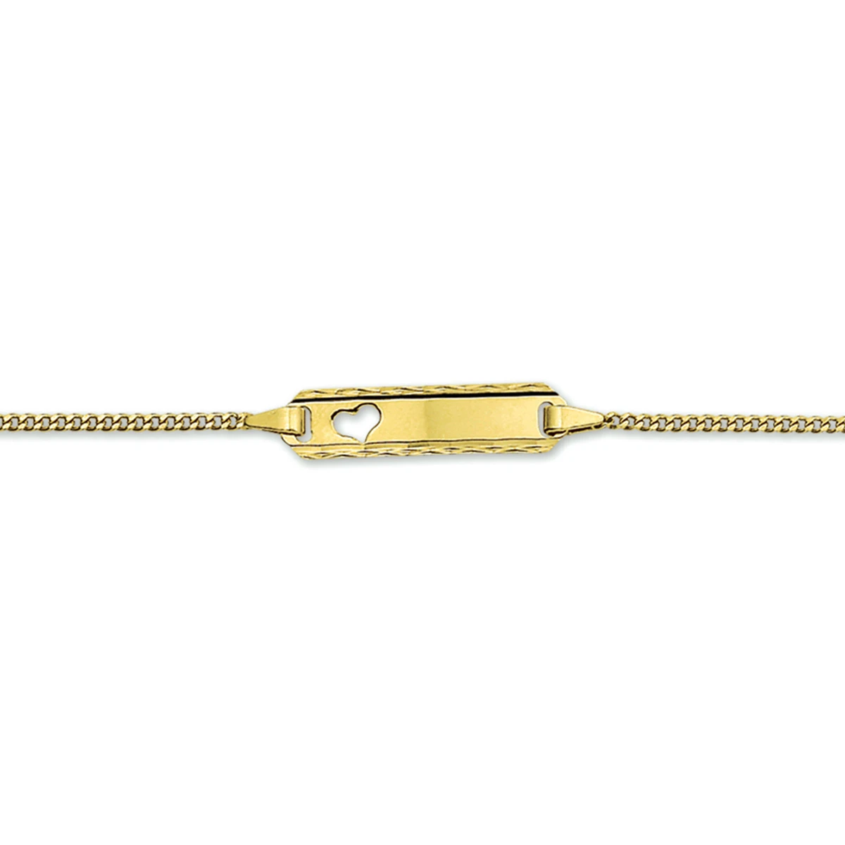 graveerarmband hart gourmette 4 zijdes geslepen plaat 5,0 mm 14K geelgoud
