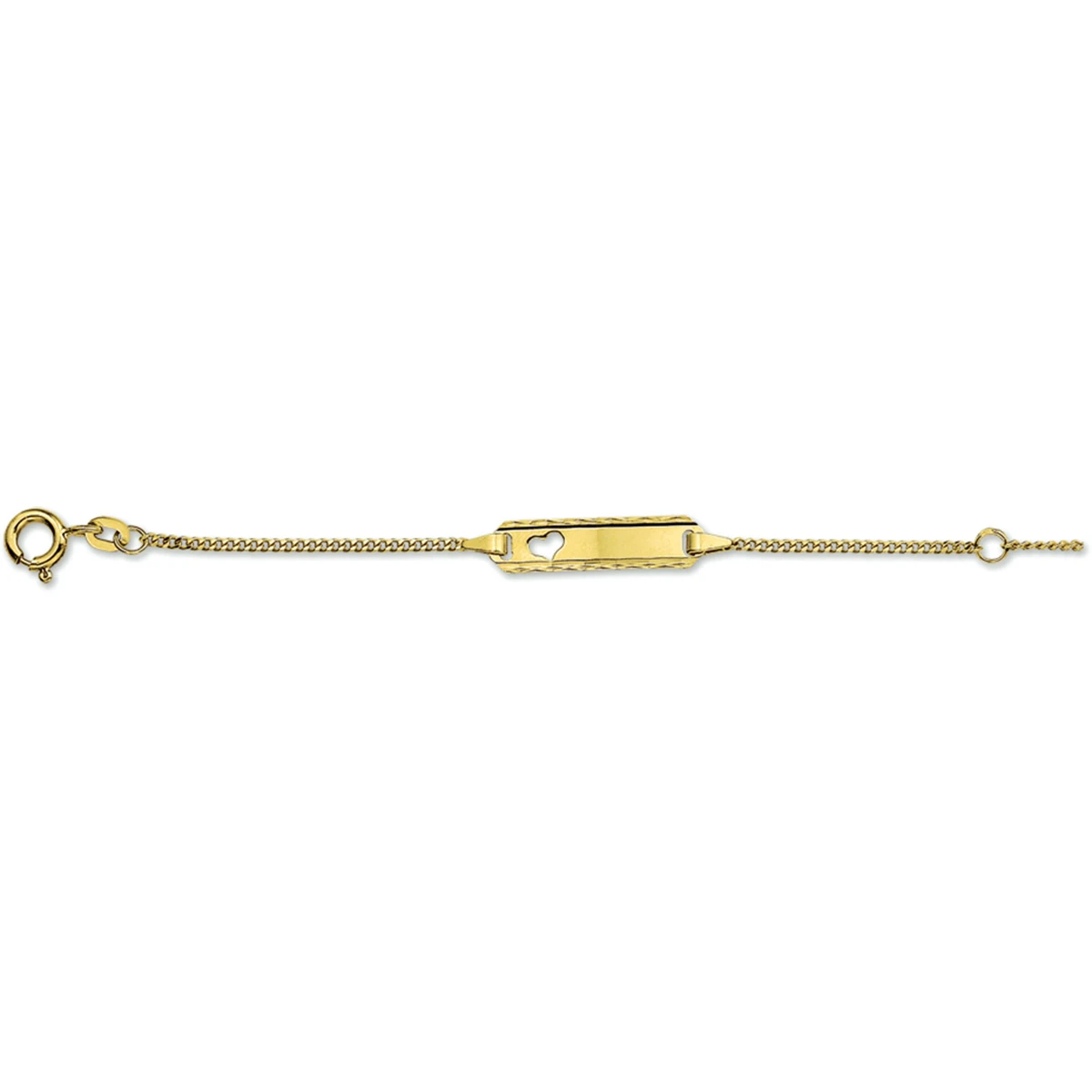 graveerarmband hart gourmette 4 zijdes geslepen plaat 5,0 mm 14K geelgoud