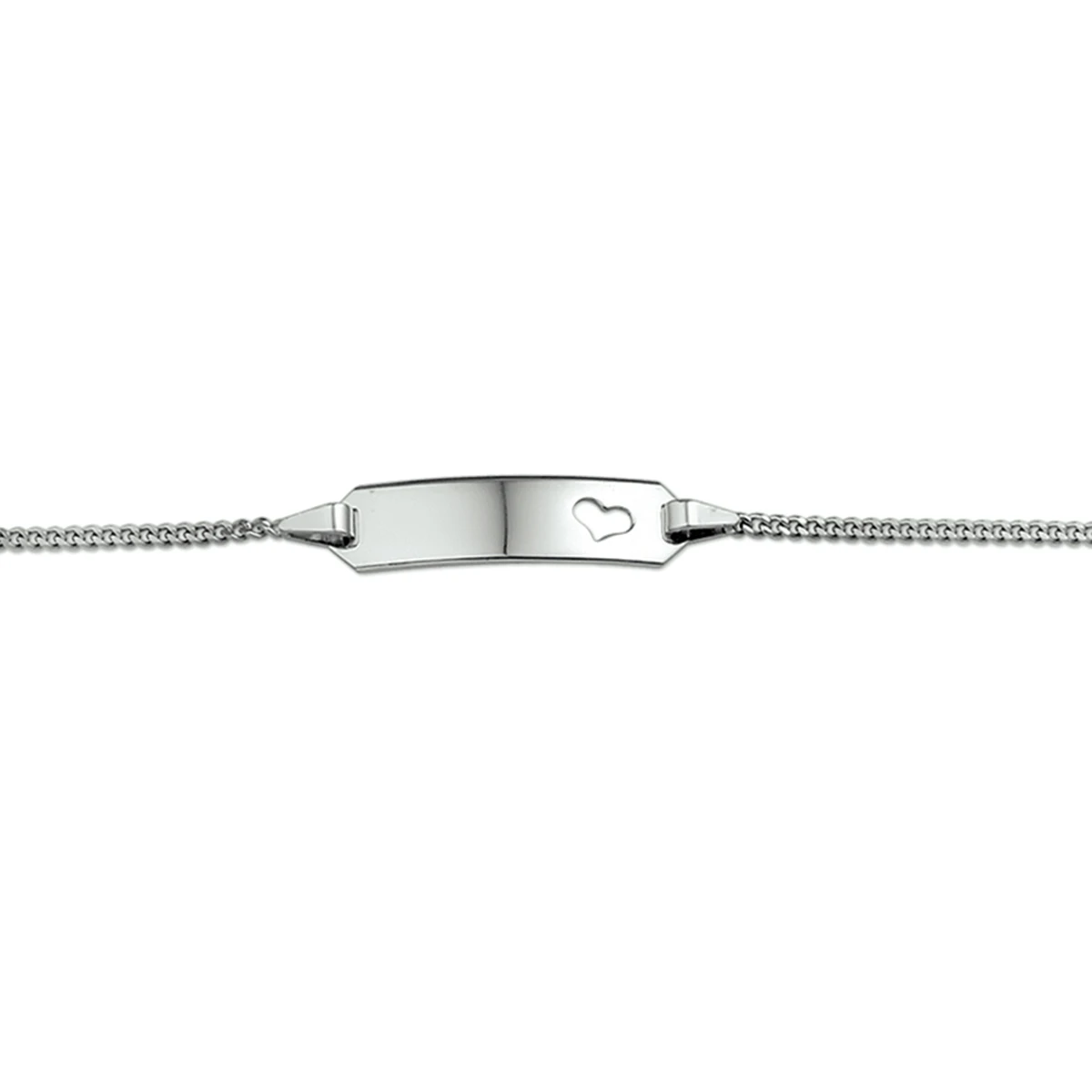 graveerarmband hart gourmette 4 zijdes geslepen plaat 5,0 mm 14K witgoud