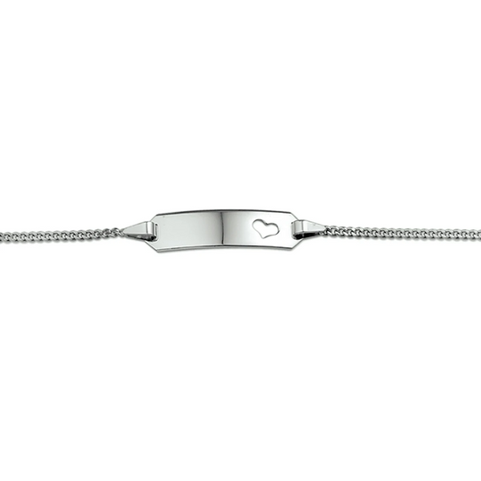 graveerarmband hart gourmette 4 zijdes geslepen plaat 5,0 mm 14K witgoud