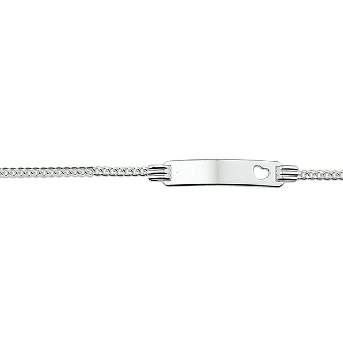 graveerarmband hart gourmette plaat 4,2 mm zilver wit