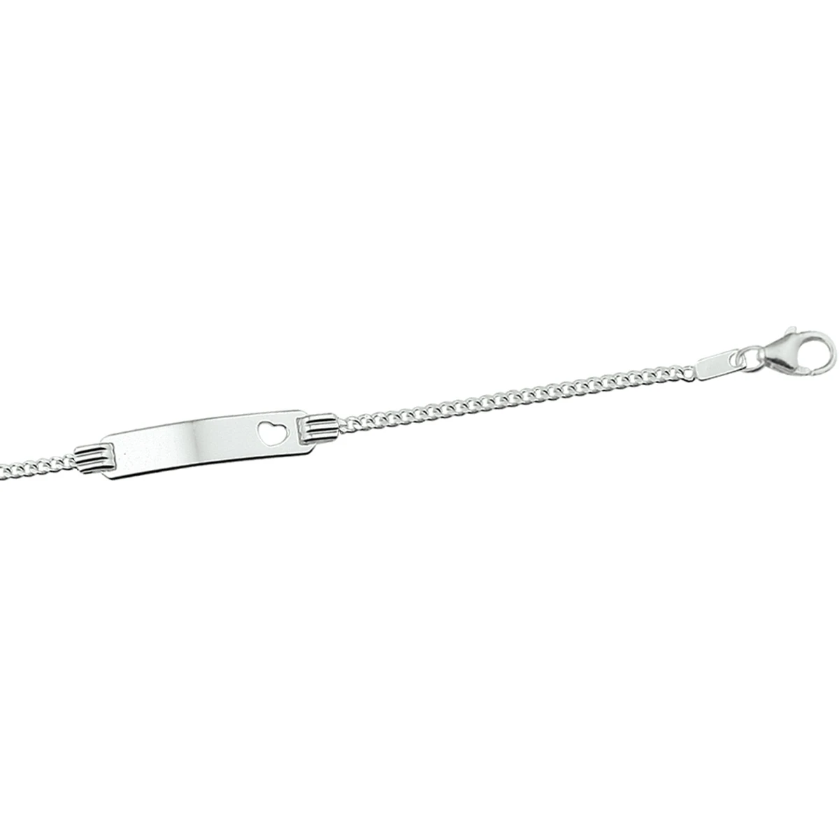 graveerarmband hart gourmette plaat 4,2 mm zilver wit