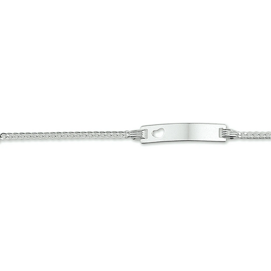 graveerarmband hart gourmette plaat 4,2 mm zilver wit
