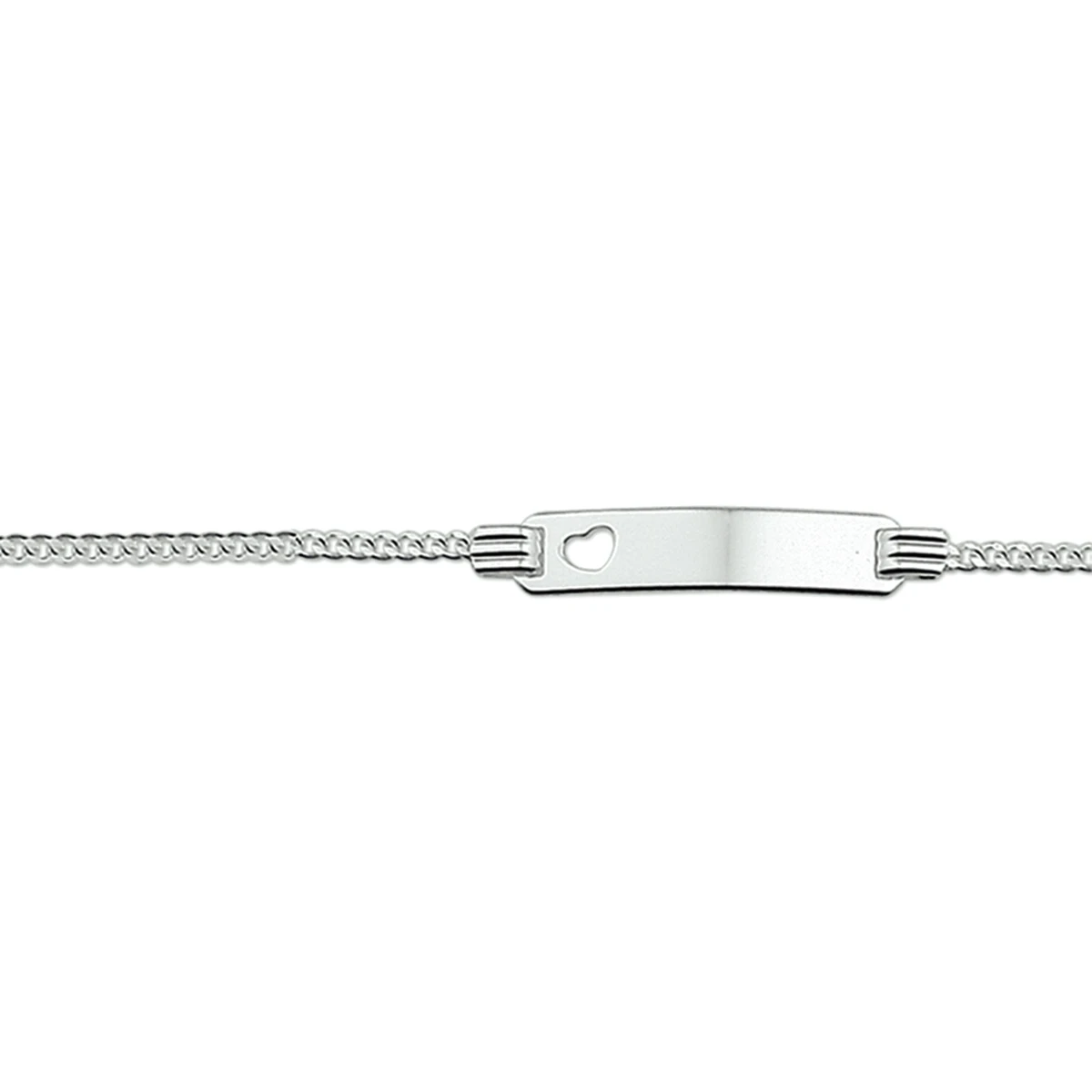 graveerarmband hart gourmette plaat 4,2 mm zilver wit