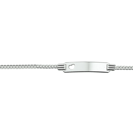 graveerarmband hart gourmette plaat 4,2 mm zilver wit