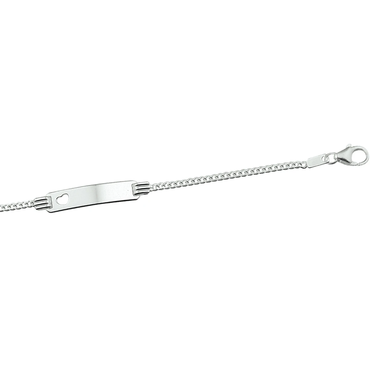 graveerarmband hart gourmette plaat 4,2 mm zilver wit
