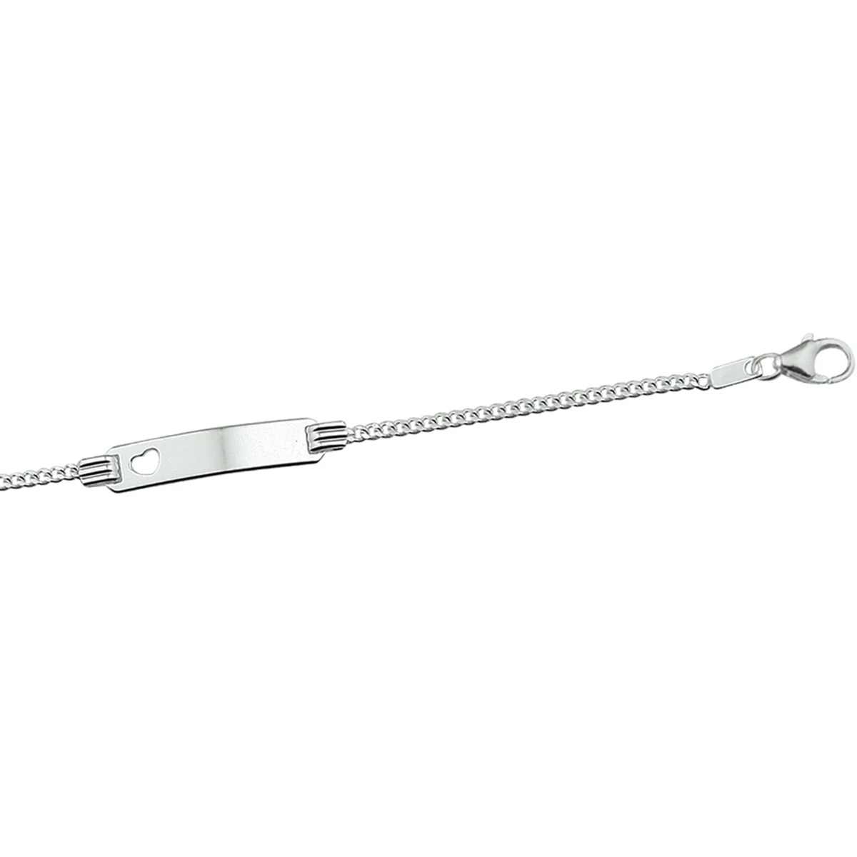 graveerarmband hart gourmette plaat 4,8 mm zilver gerhodineerd
