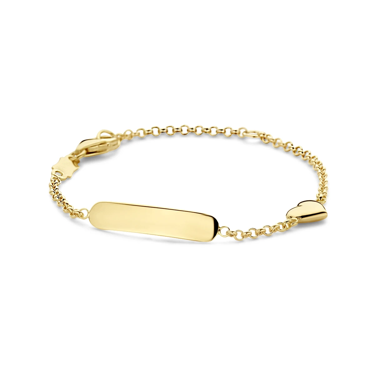 graveerarmband hart plaat 3,5 mm 14K geelgoud