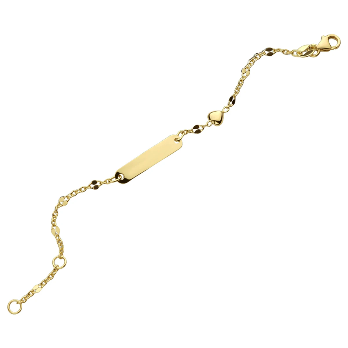 graveerarmband hart plaat 4,0 mm 11 - 13 cm 14K geelgoud