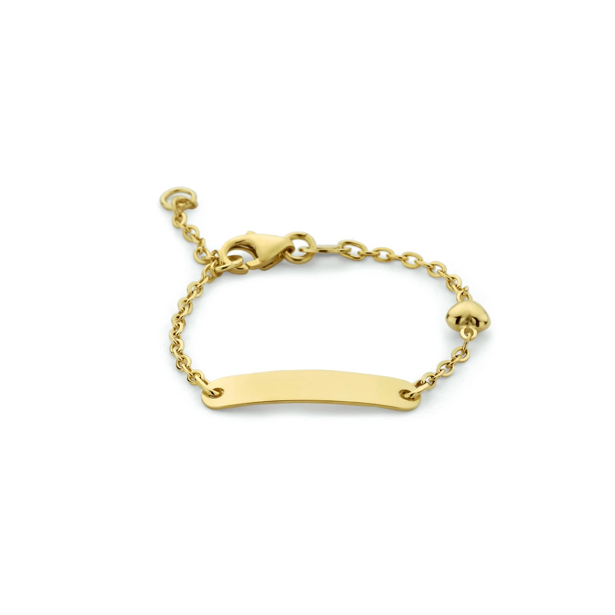 graveerarmband hart plaat 4,0 mm 14K geelgoud
