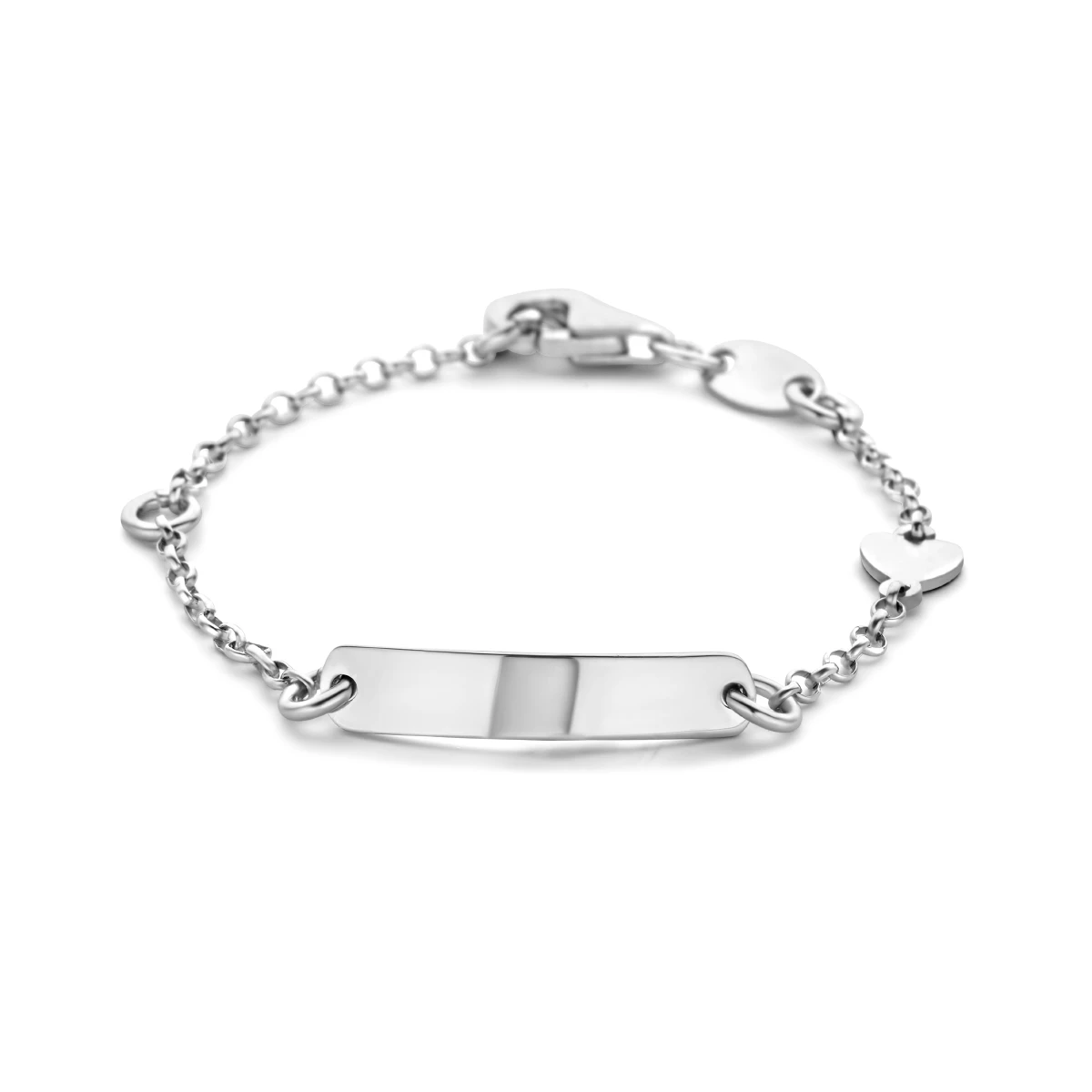 graveerarmband hart plaat 4,0 mm zilver gerhodineerd