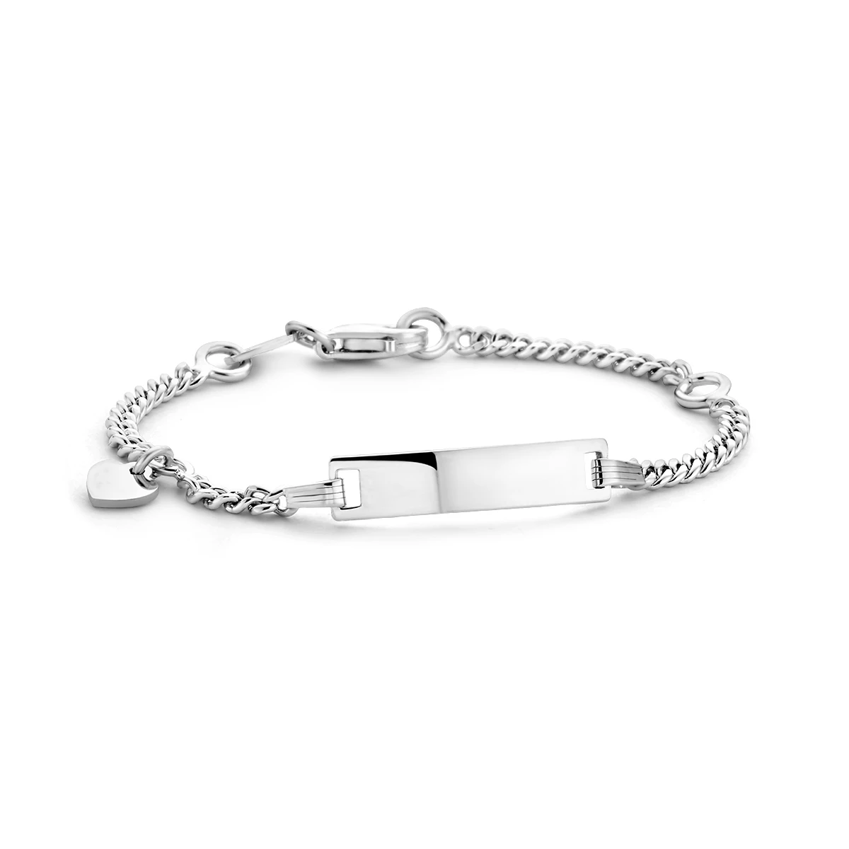 graveerarmband hart plaat 4,2 mm zilver gerhodineerd