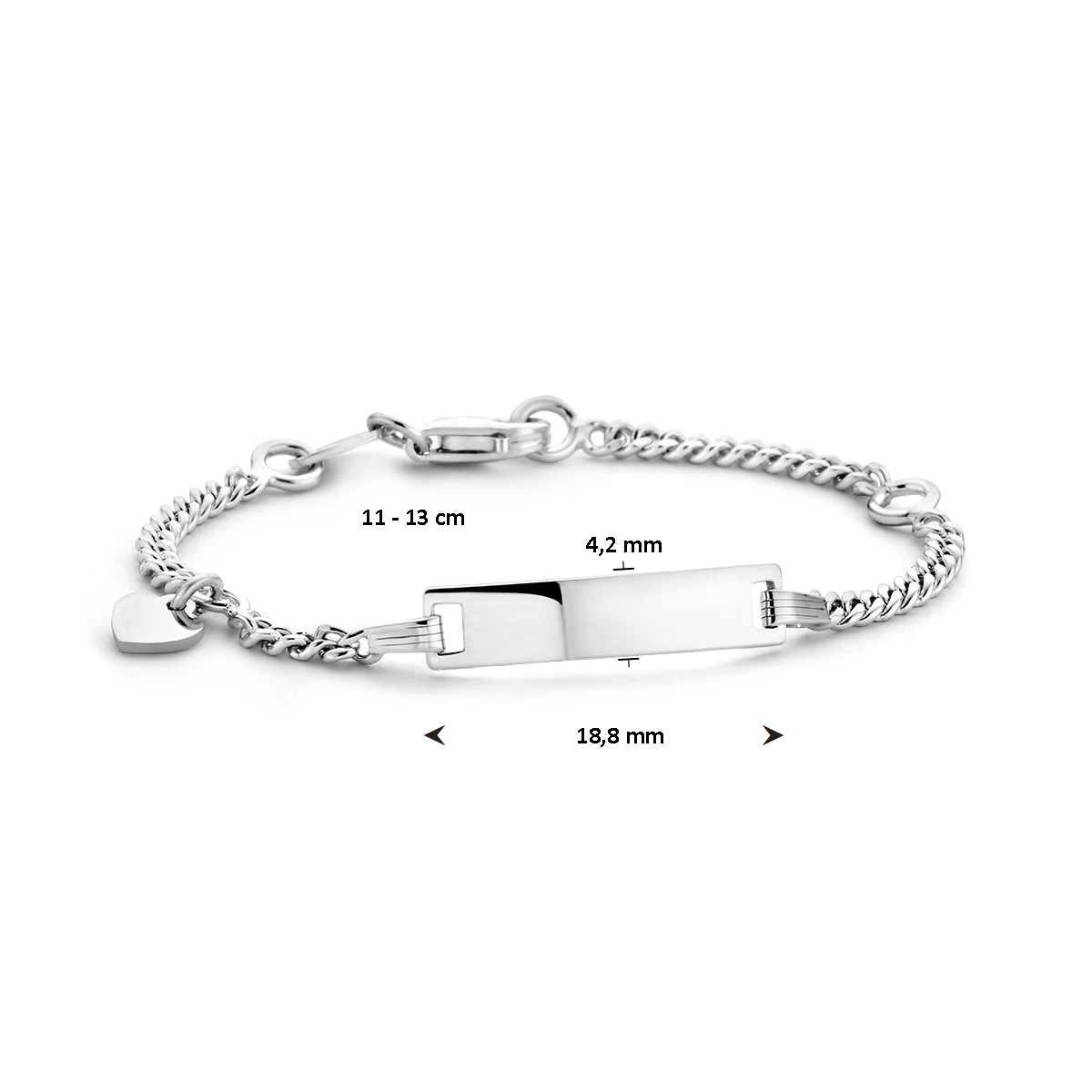 graveerarmband hart plaat 4,2 mm zilver gerhodineerd
