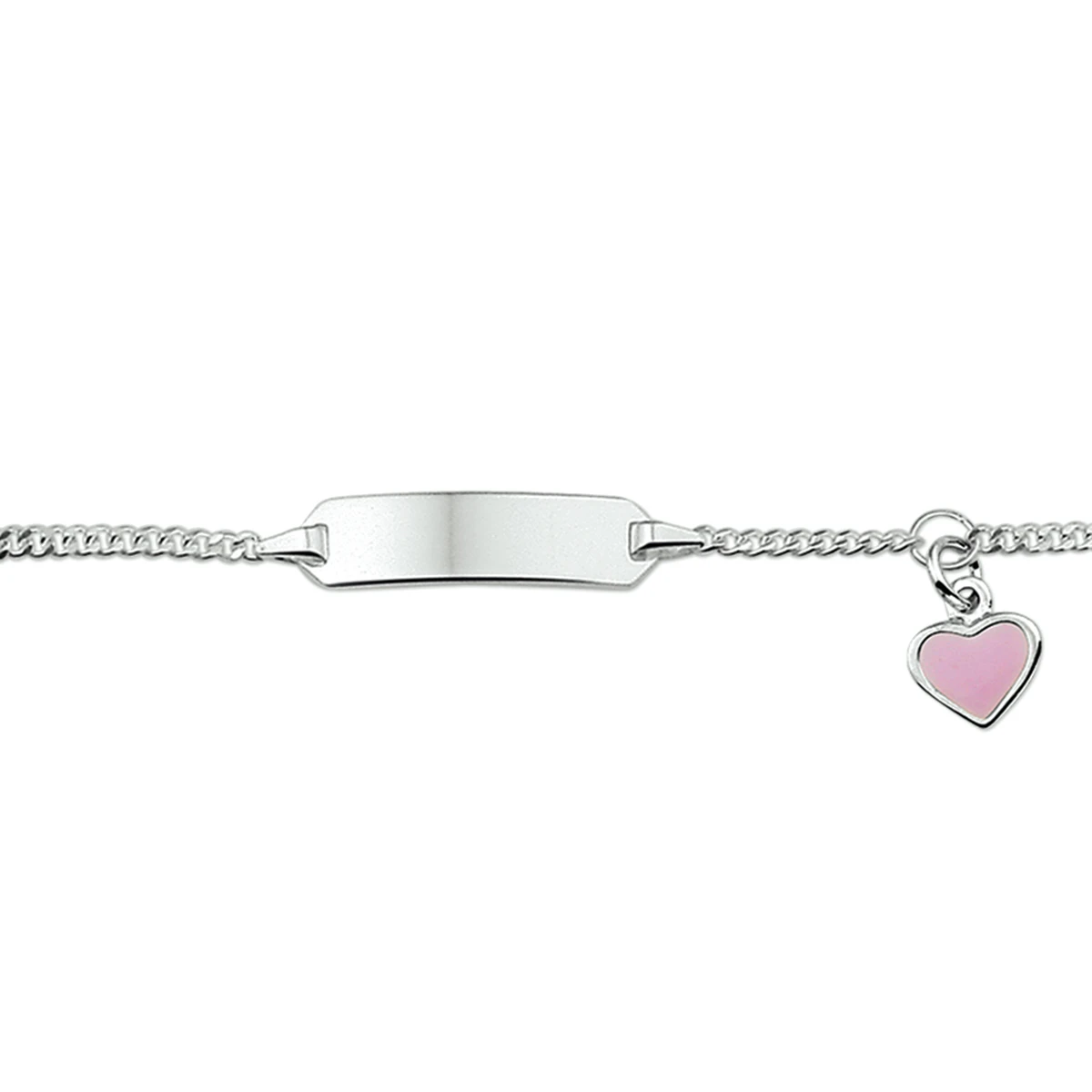 graveerarmband hart plaat 5 mm 9 - 11 cm zilver gerhodineerd