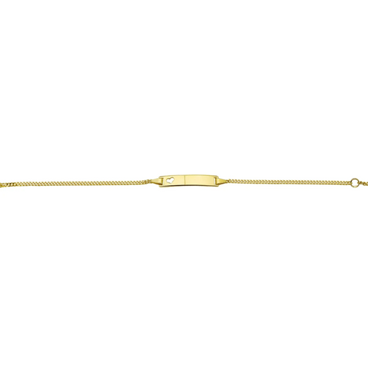 graveerarmband hart plaat 5,0 mm 16 - 18 cm 14K geelgoud
