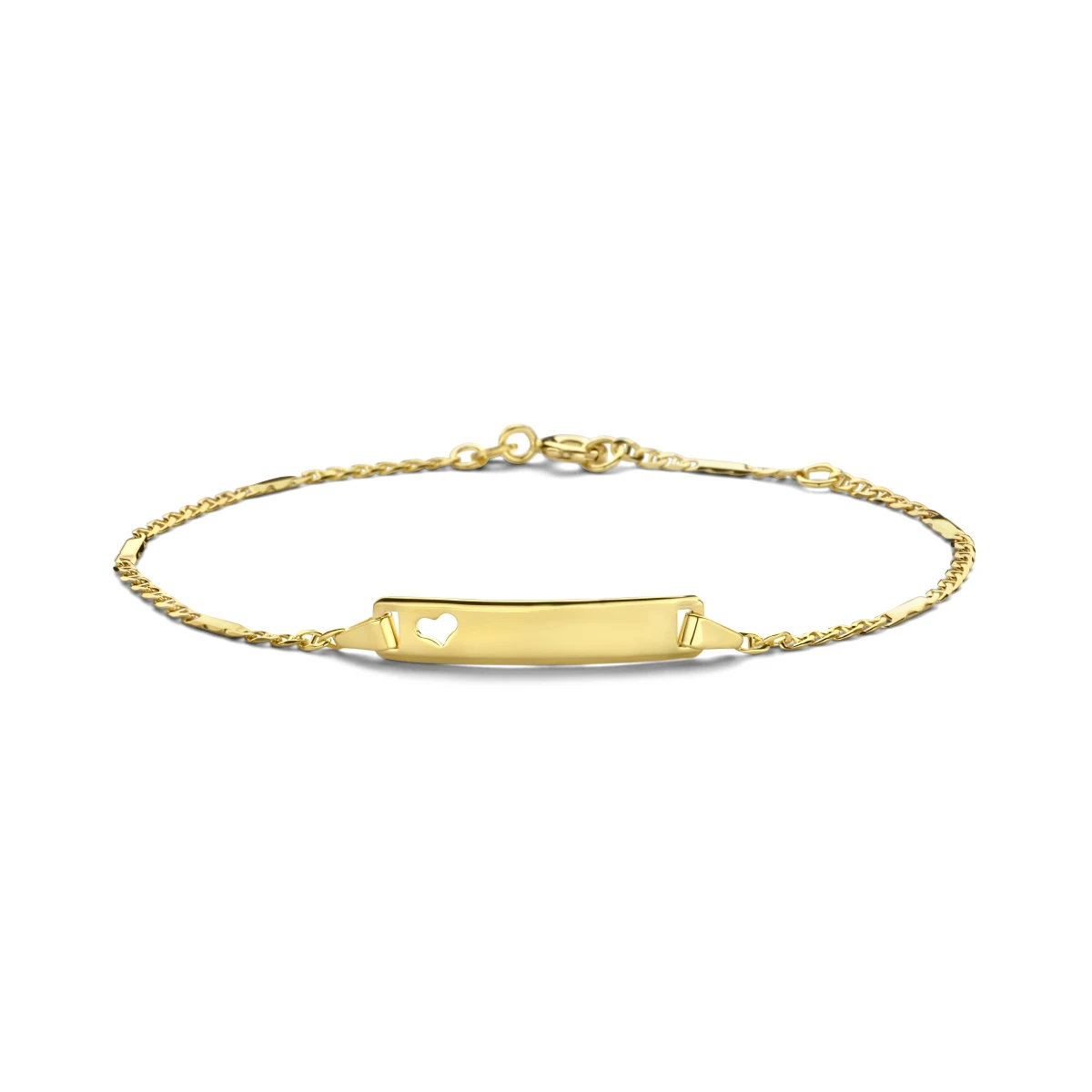 graveerarmband hart plaat 5,0 mm 14K geelgoud