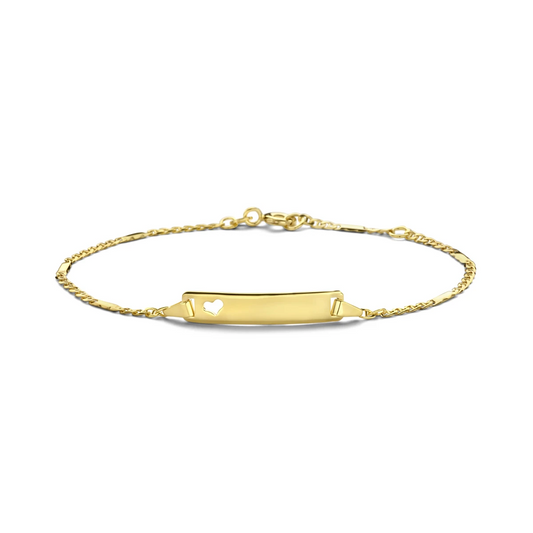 graveerarmband hart plaat 5,0 mm 14K geelgoud