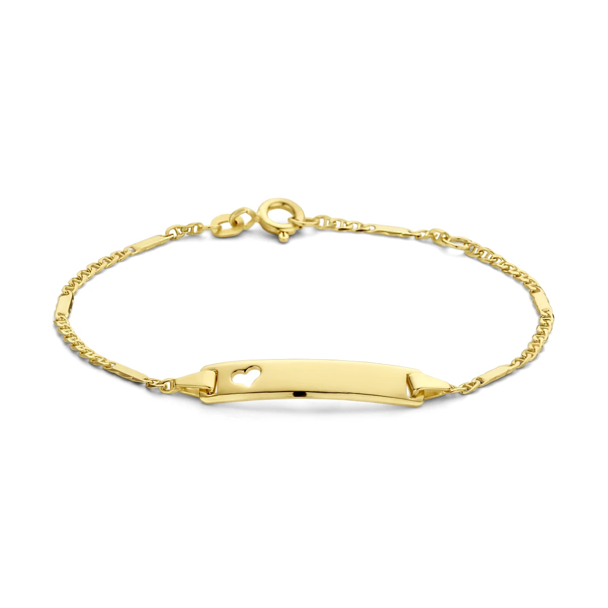 graveerarmband hart plaat 5,0 mm 14K geelgoud