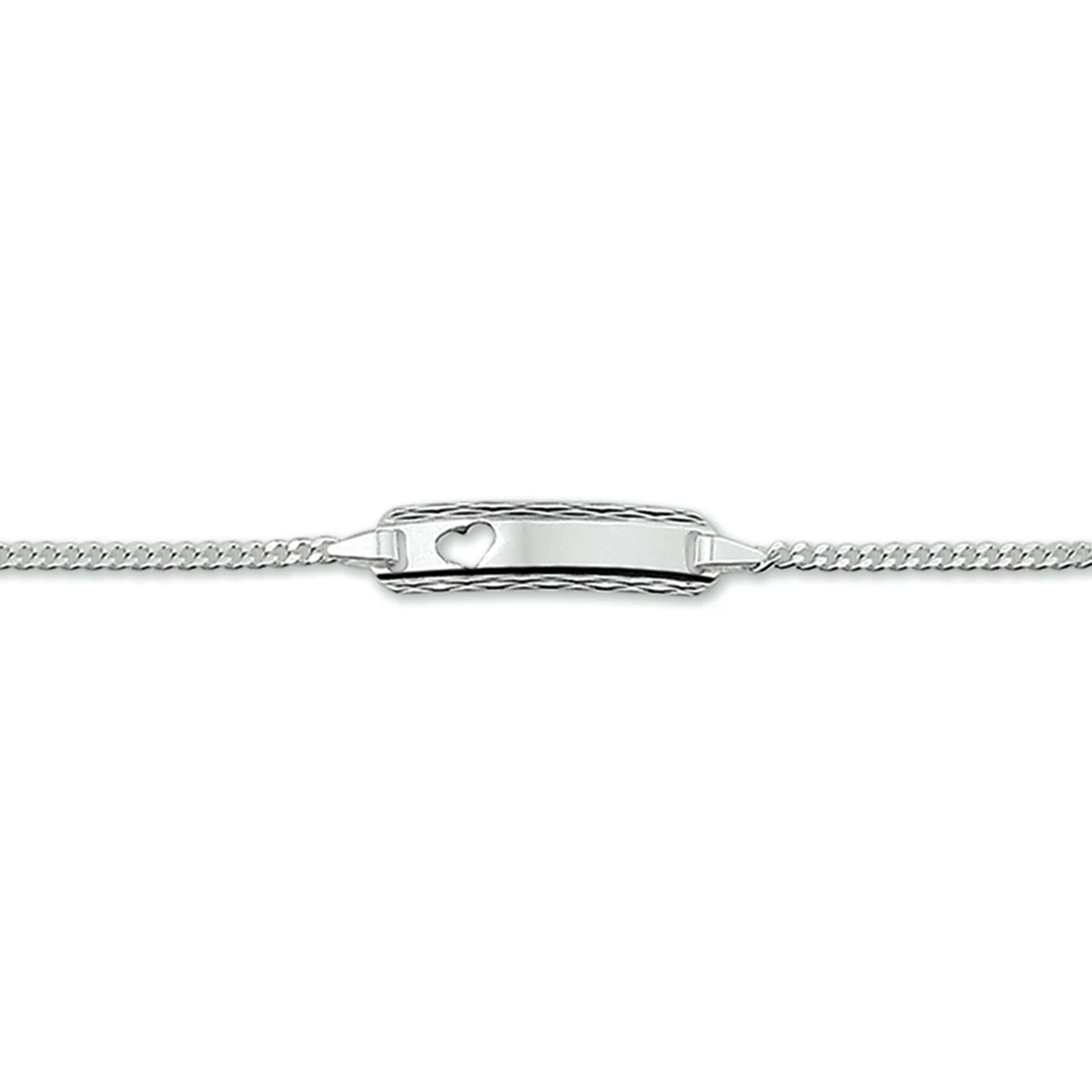 graveerarmband hart plaat 5,0 mm zilver wit