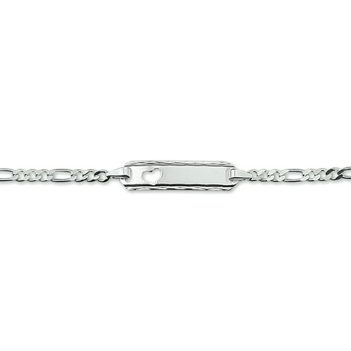 graveerarmband hart plaat 5,0 mm zilver wit