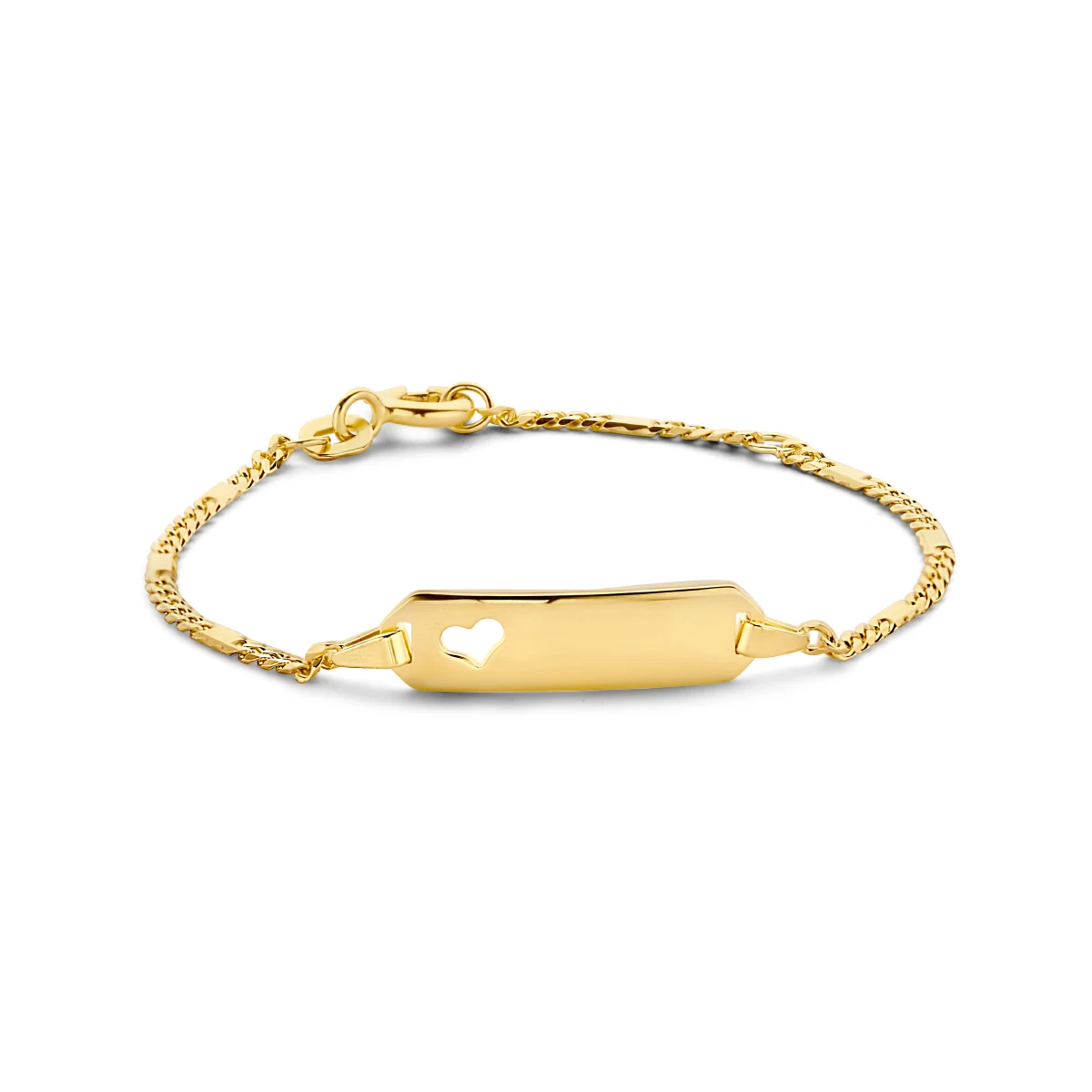 graveerarmband hart plaat 5,5 mm 14K geelgoud